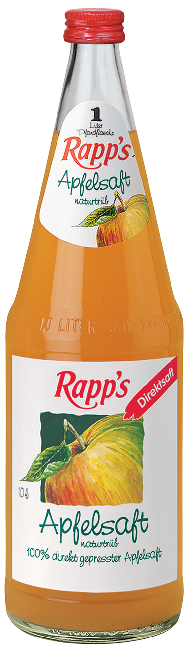 Rapps Apfelsaft klar  6 x 1,0 l (Glas)