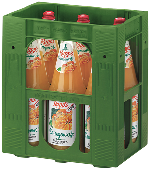 Rapps Orangensaft  6 x 1,0 l (Glas)