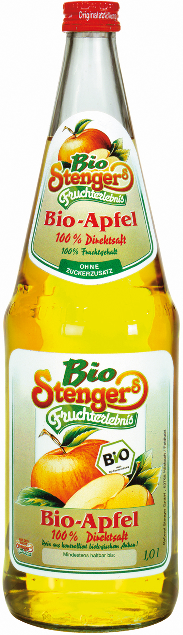Stenger Bio Apfelsaft Direktsaft trüb  6 x 1,0 l (Glas)