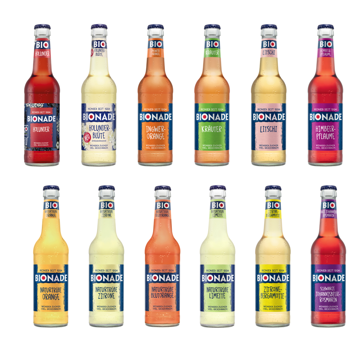 BIONADE 12 Sorten Vielfalt Mix 24 x 0,33 l (Glas)