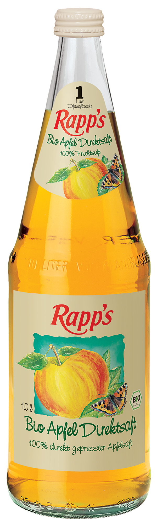 Rapps Bio-Apfel Direktsaft klar  6 x 1,0 l (Glas)