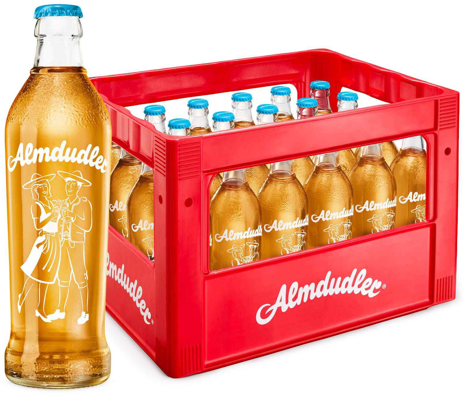 Almdudler Kräuterlimonade Zuckerfrei 24 x 0,35 l (Glas)