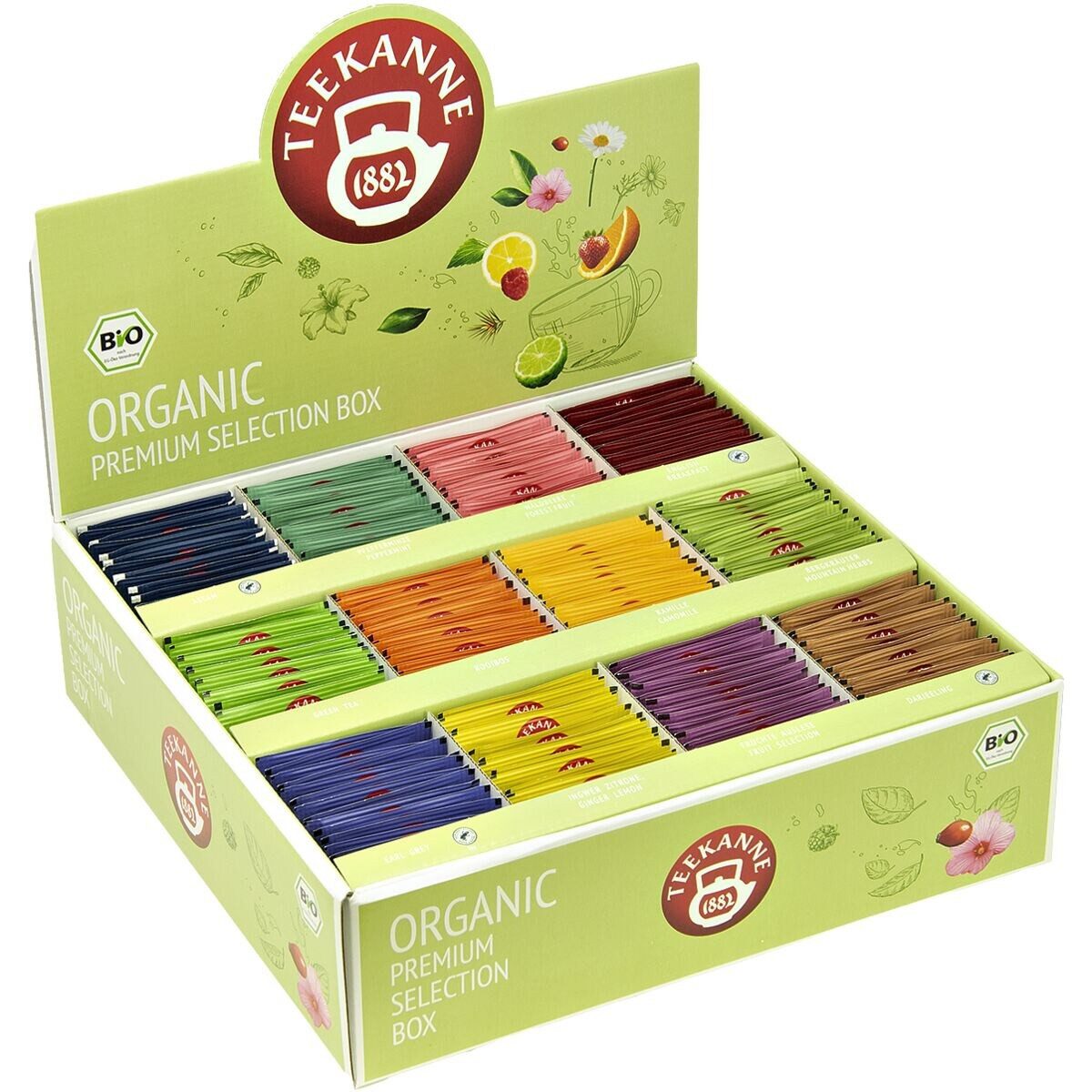 Teekanne Gastro Premium Bio Sortimentsbox - 180 Teebeutel in 12 Sorten Pkg
