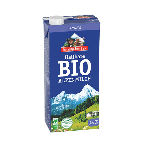 Berchtesgadener Bio H-Vollmilch 3,5% Fett 12 x 1,0 l  (Tetra)